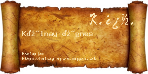 Kálnay Ágnes névjegykártya